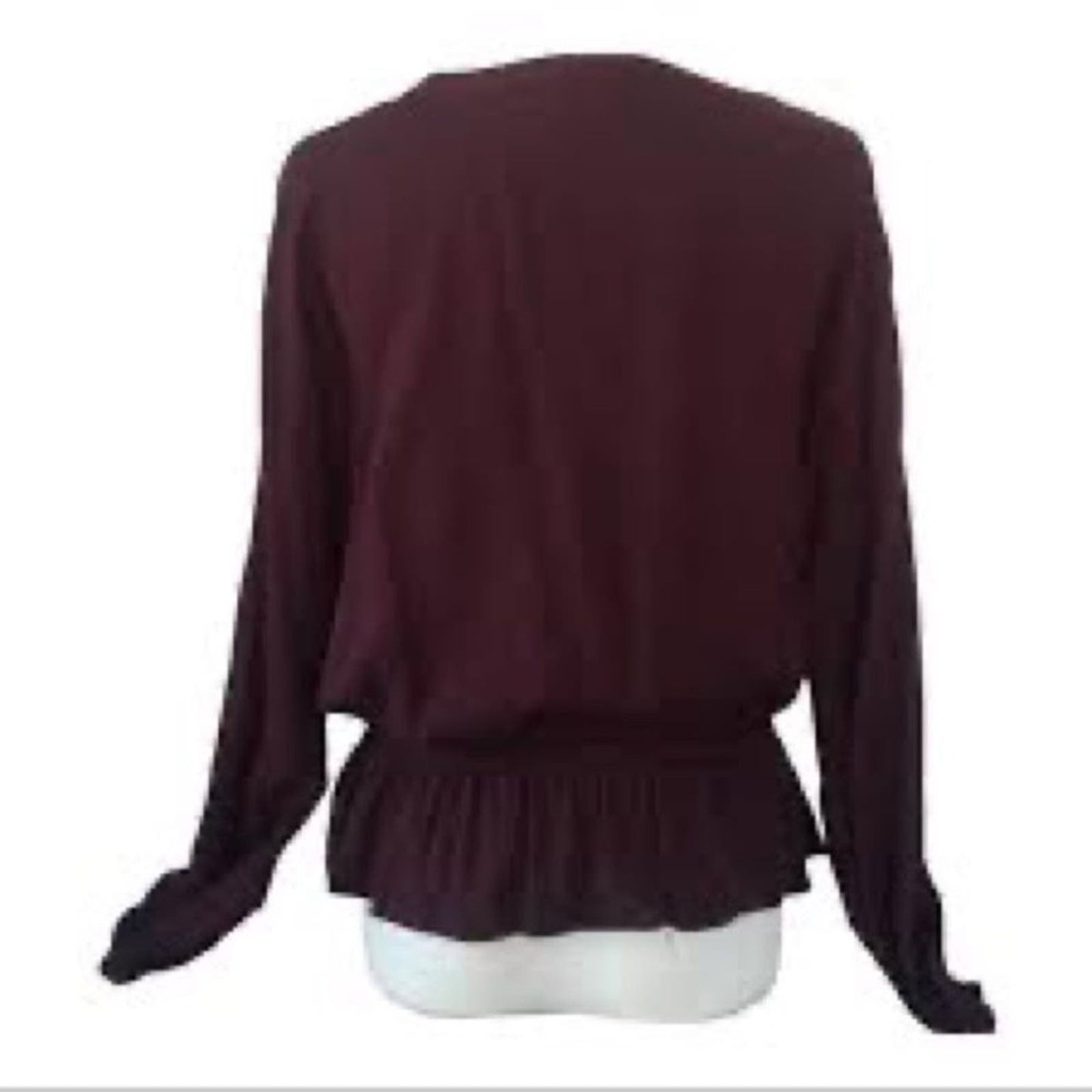 Jennifer Lopez maroon long sleeve blouse M