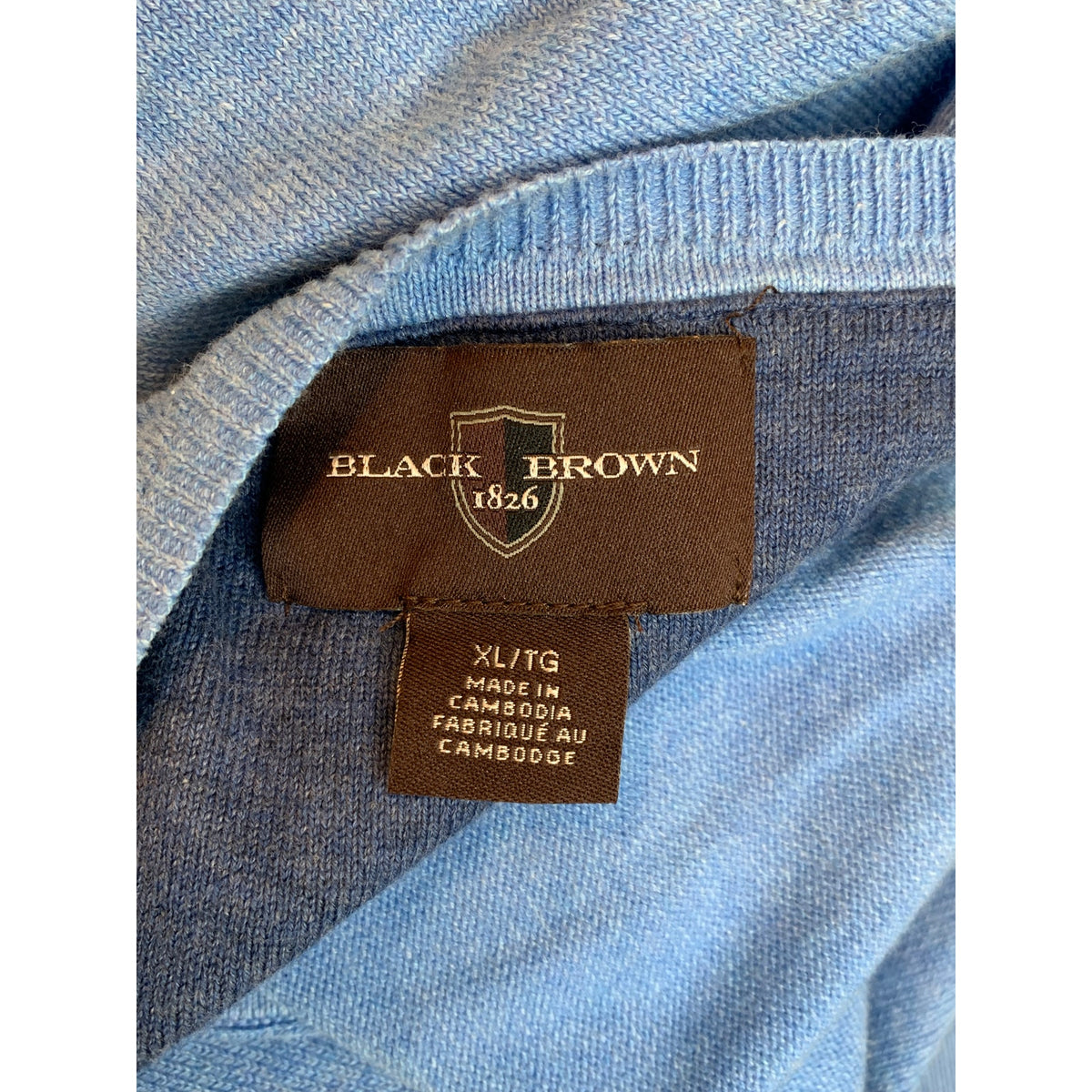 Black Brown 1826 Men's Sweater Vest Extra Large Blue V-Neck Knit Golf