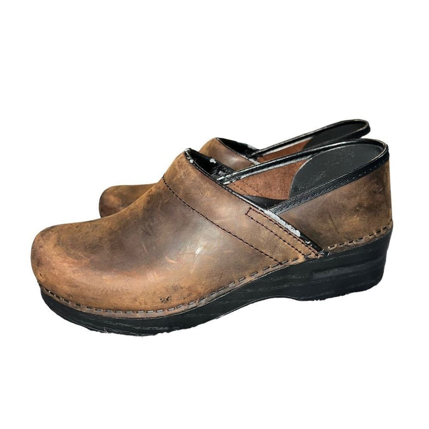 Dansko Women's 37 Professional Antique Brown/Black Oiled Leather