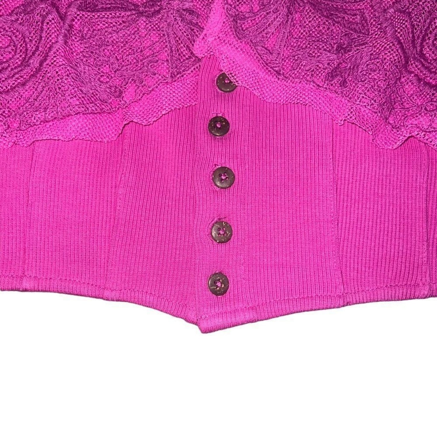 NWT Free People Have My Heart Tank Top Womens XL Pink Lace Corset Crop Cami