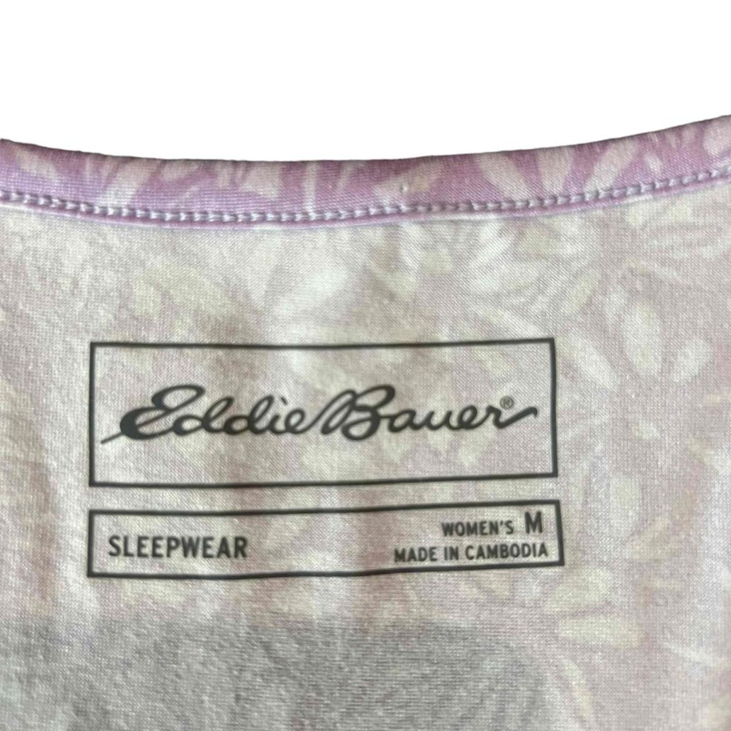 Eddie Bauer Pajama Top Womens Size Medium Purple Floral Print Sleeveless V-Neck