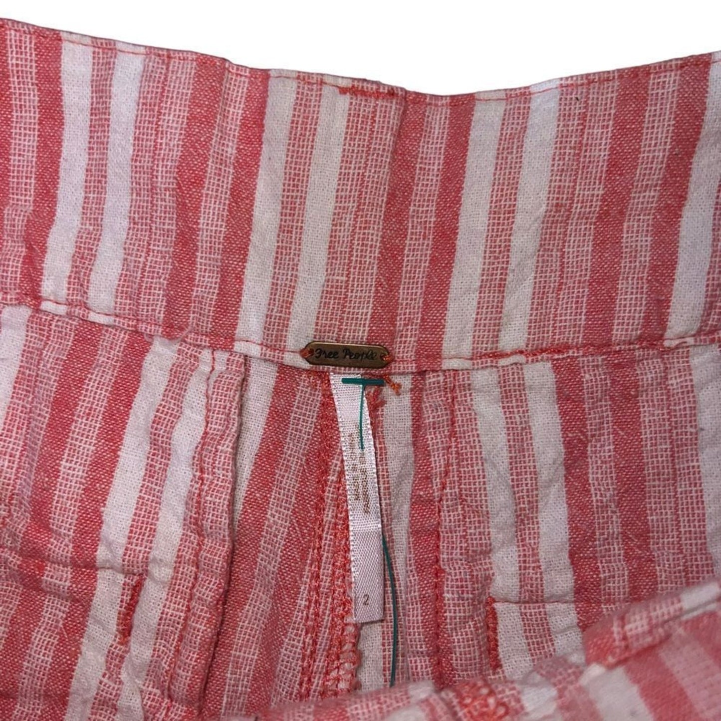 Free People Shorts Womens Size 2 Pink/White Striped Paperbag High Waist