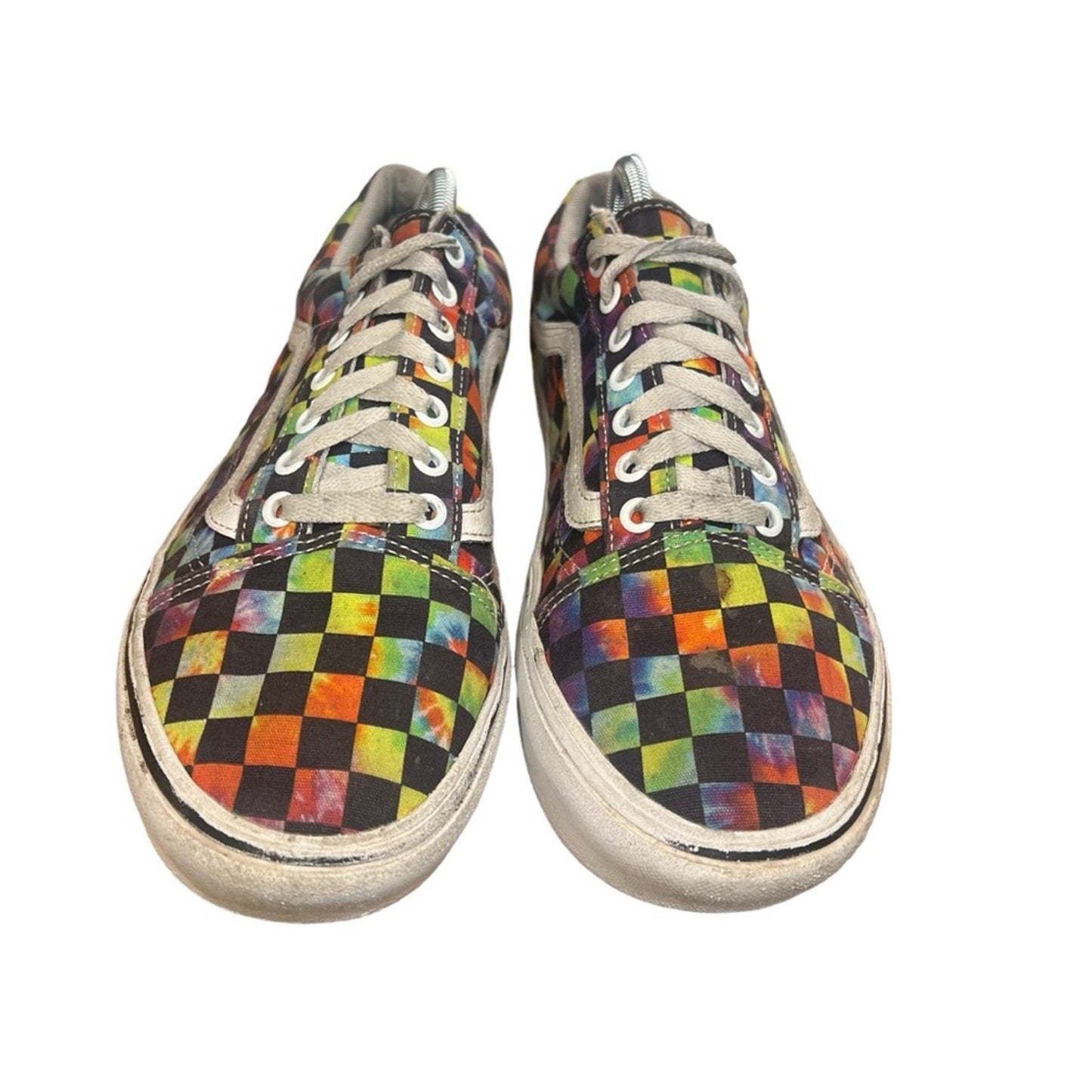 Vans Comfycush Old Skool 'Tie‑Dye Checker' Checkerboard Sneakers Men's Size 10