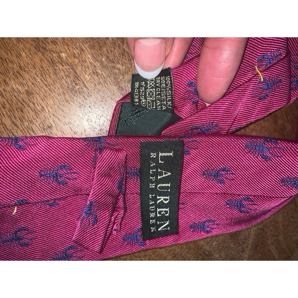 Lauren Ralph Lauren Men's Pink Lobster Silk Tie Animal Print