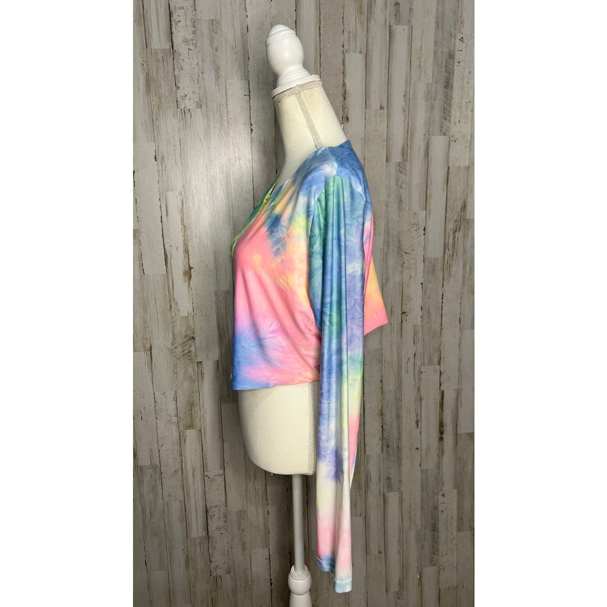 Fashion Nova Women's Tie-Dye Long Sleeve Crop Top Zipper Size 3XL