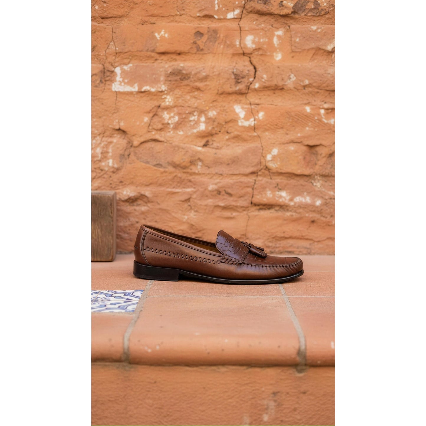 Men's Tassel Loafers Brown Slip-On Moc Toe Dress Shoes