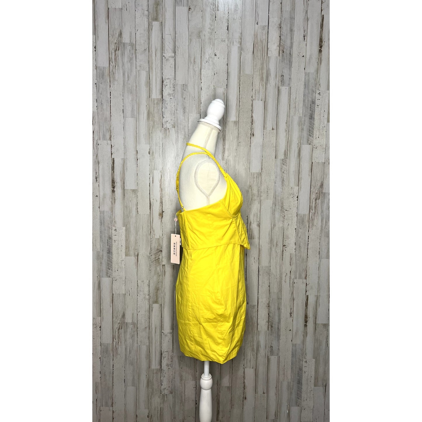 NWT Oh Polly Yellow Plunge Corset Mini Dress Size 12 Bodycon Party Clubwear