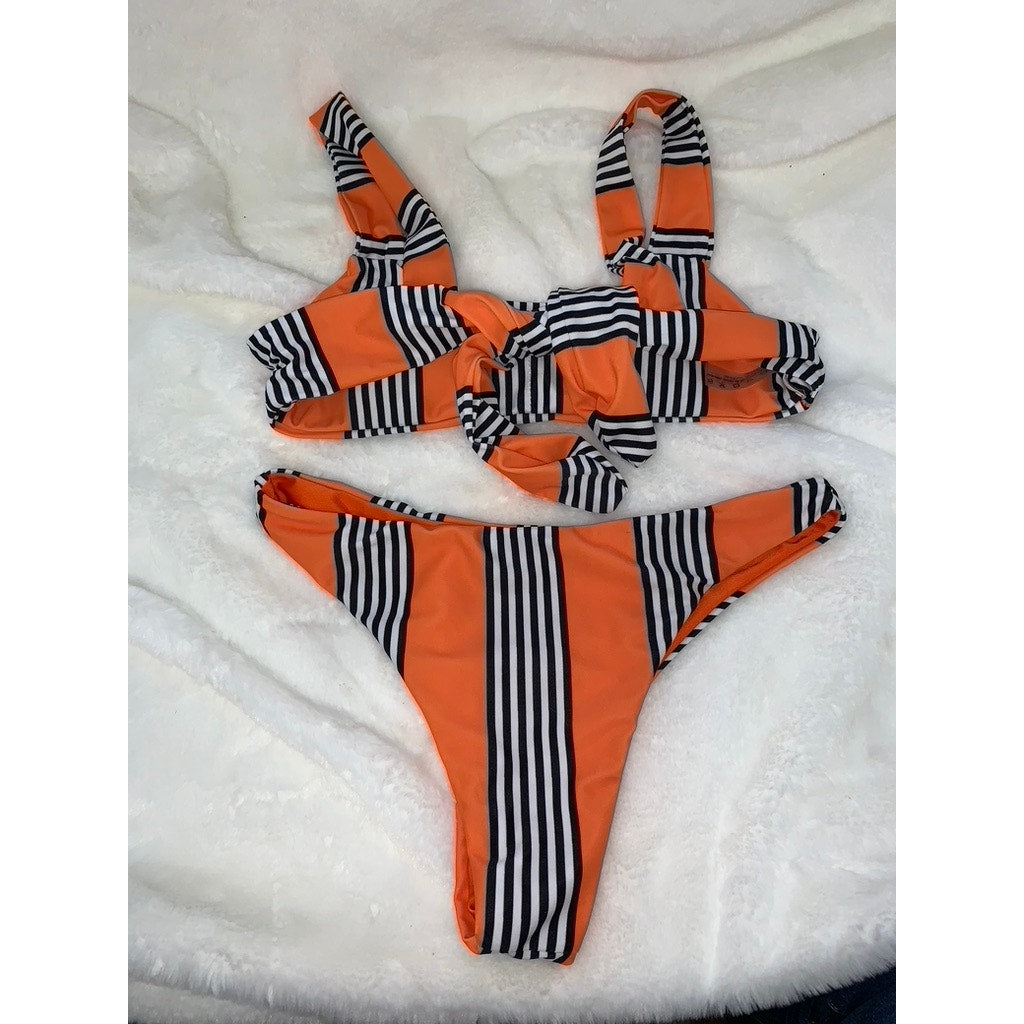 Zaful Women's Striped Bikini Set Multicolor Size Small Beach Swimwear