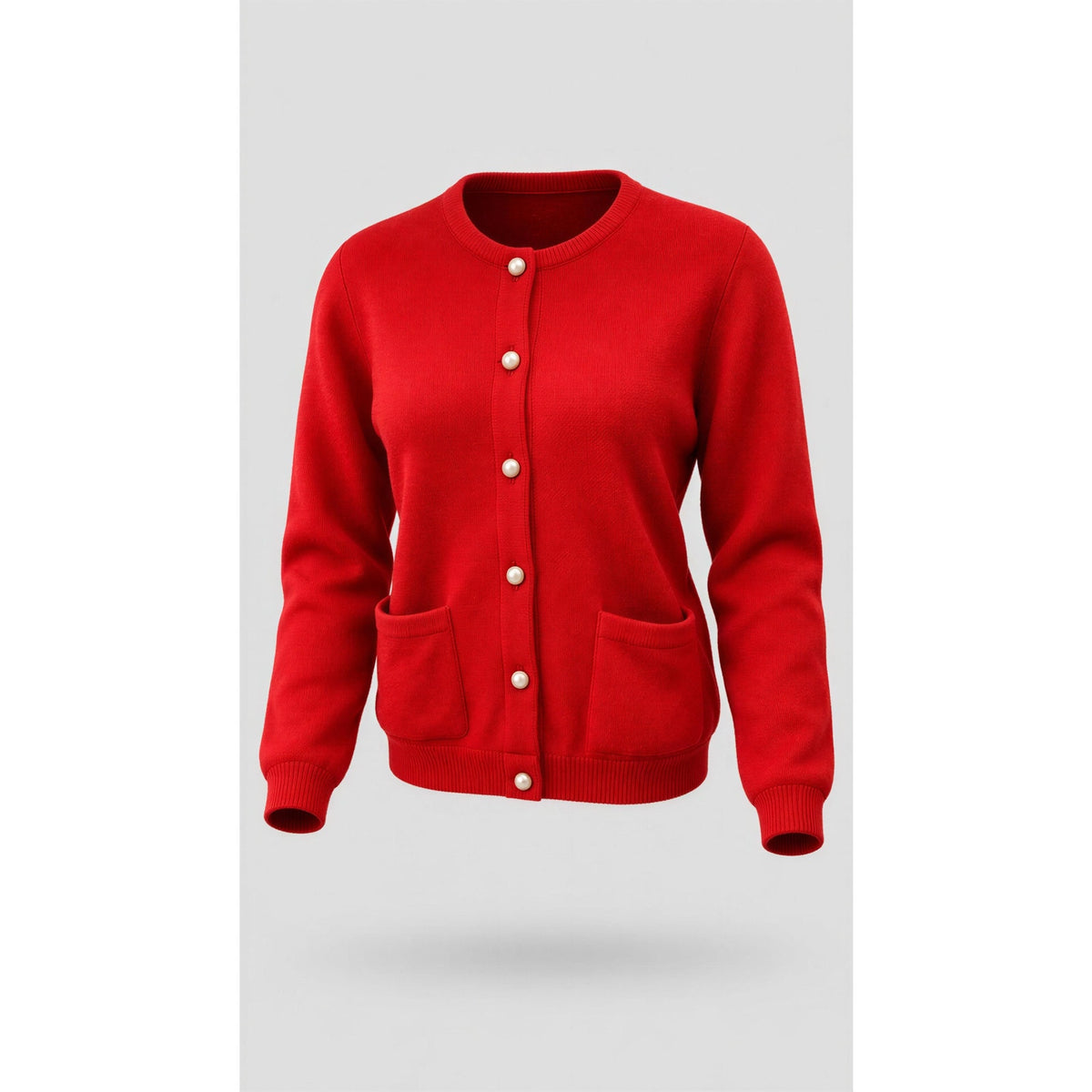 Eagle’s Eye Cardigan Sweater Womens Medium Red Pearl Button Front Pockets