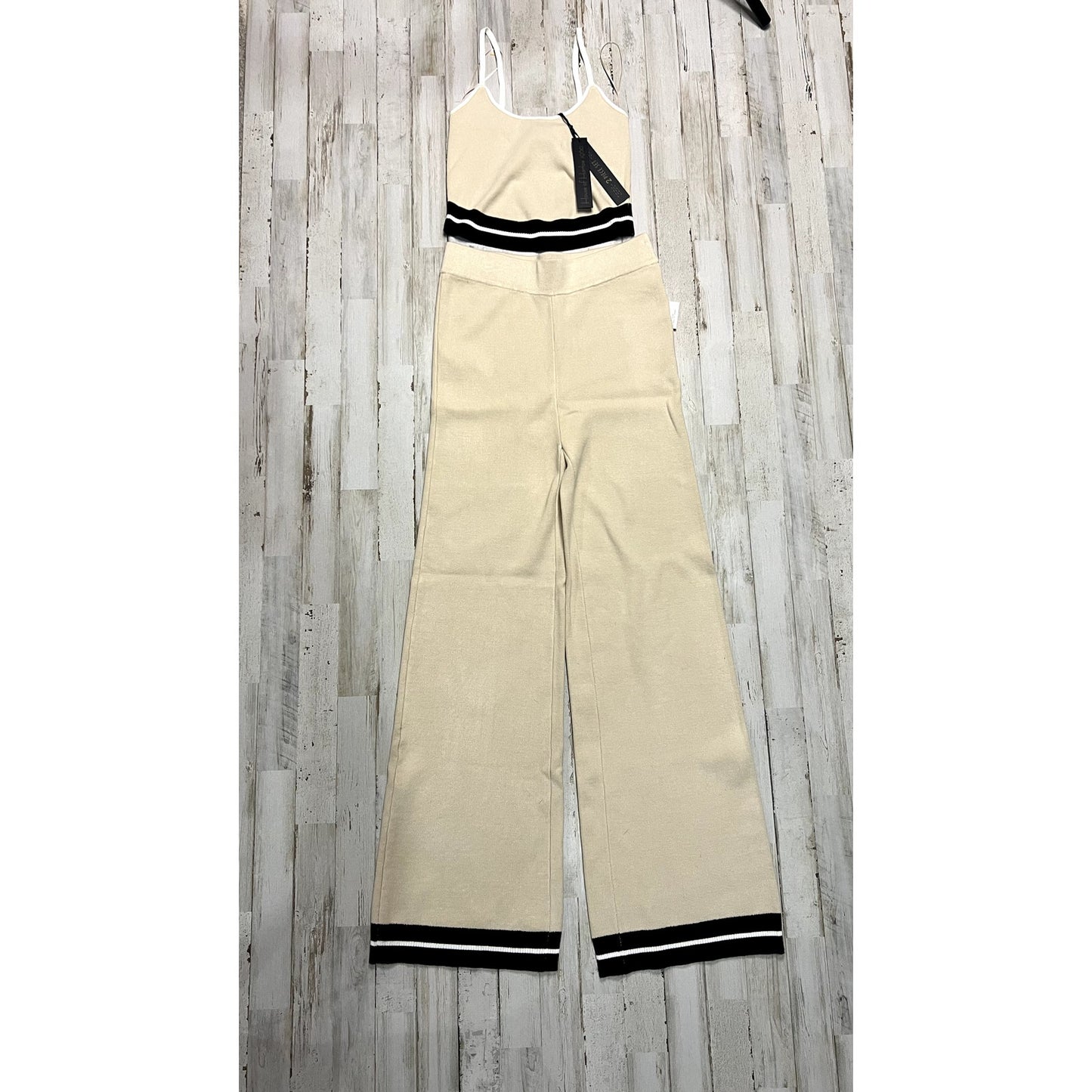 NWT House of Harlow 1960 Women's Small Beige Wide Leg Pants & Tank 2 Piece Set