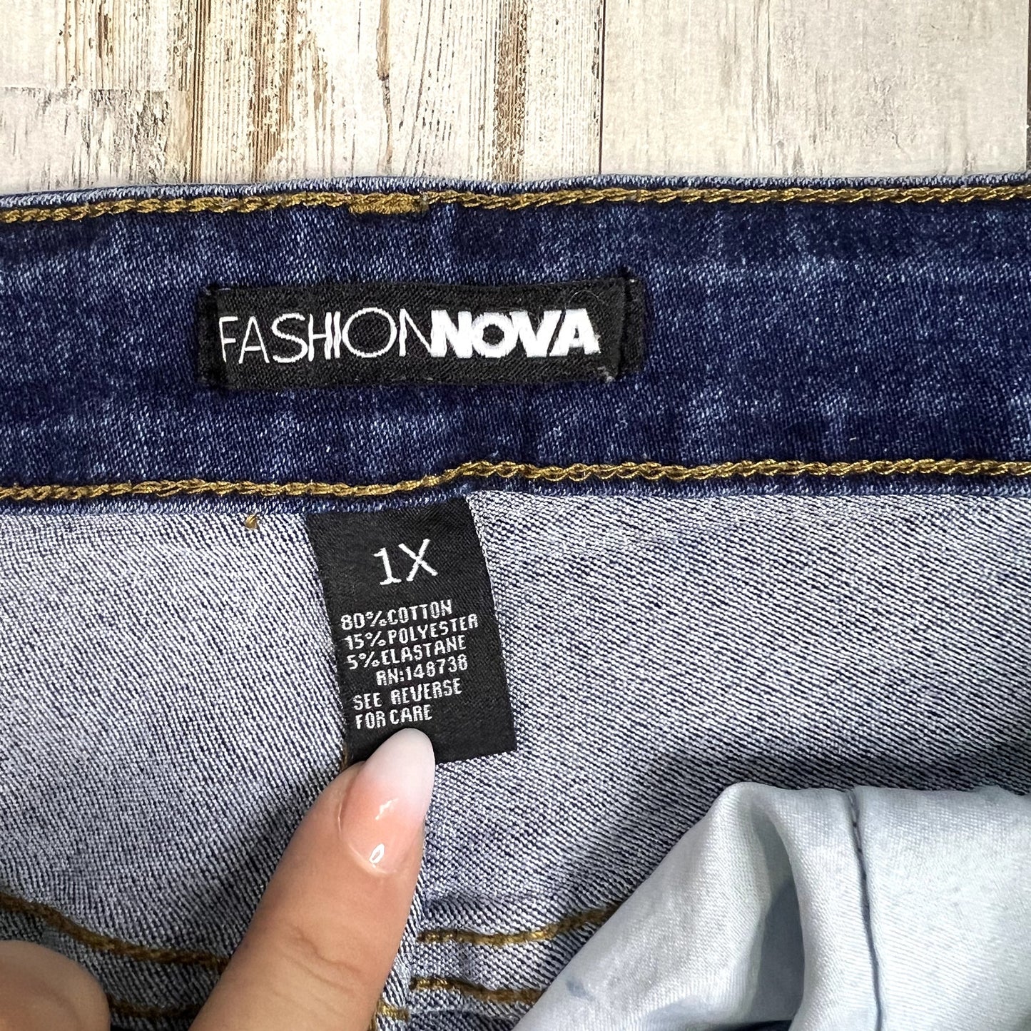 Fashion Nova Dark Wash Ripped High Waisted Skinny Jeans Women’s Size 1X Blue