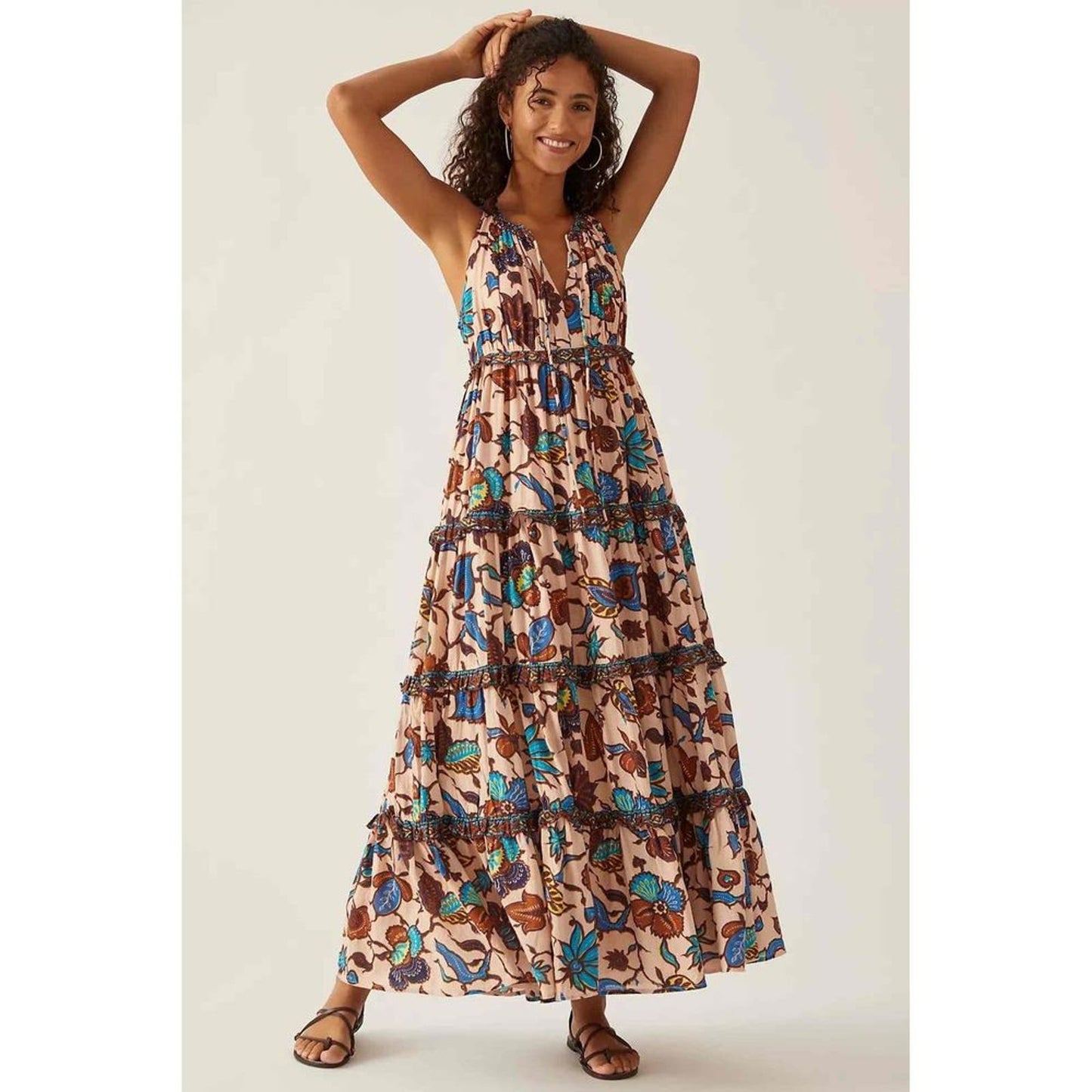 NWT Anthropologie Love The Label Boho Printed Maxi Dress Size Small