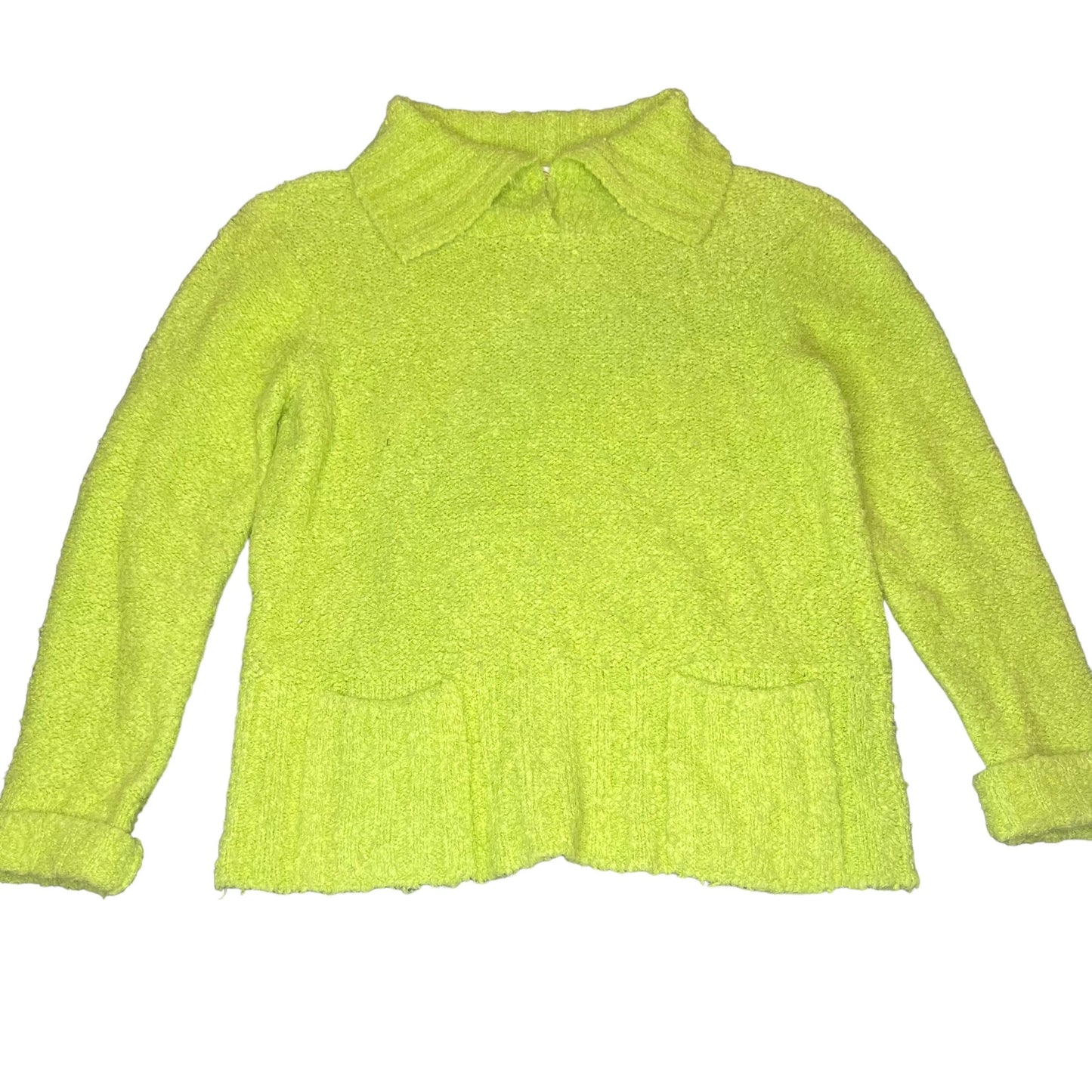 Vintage Talbots Women's Medium Lime Green Wool Blend Knit Pullover Sweater