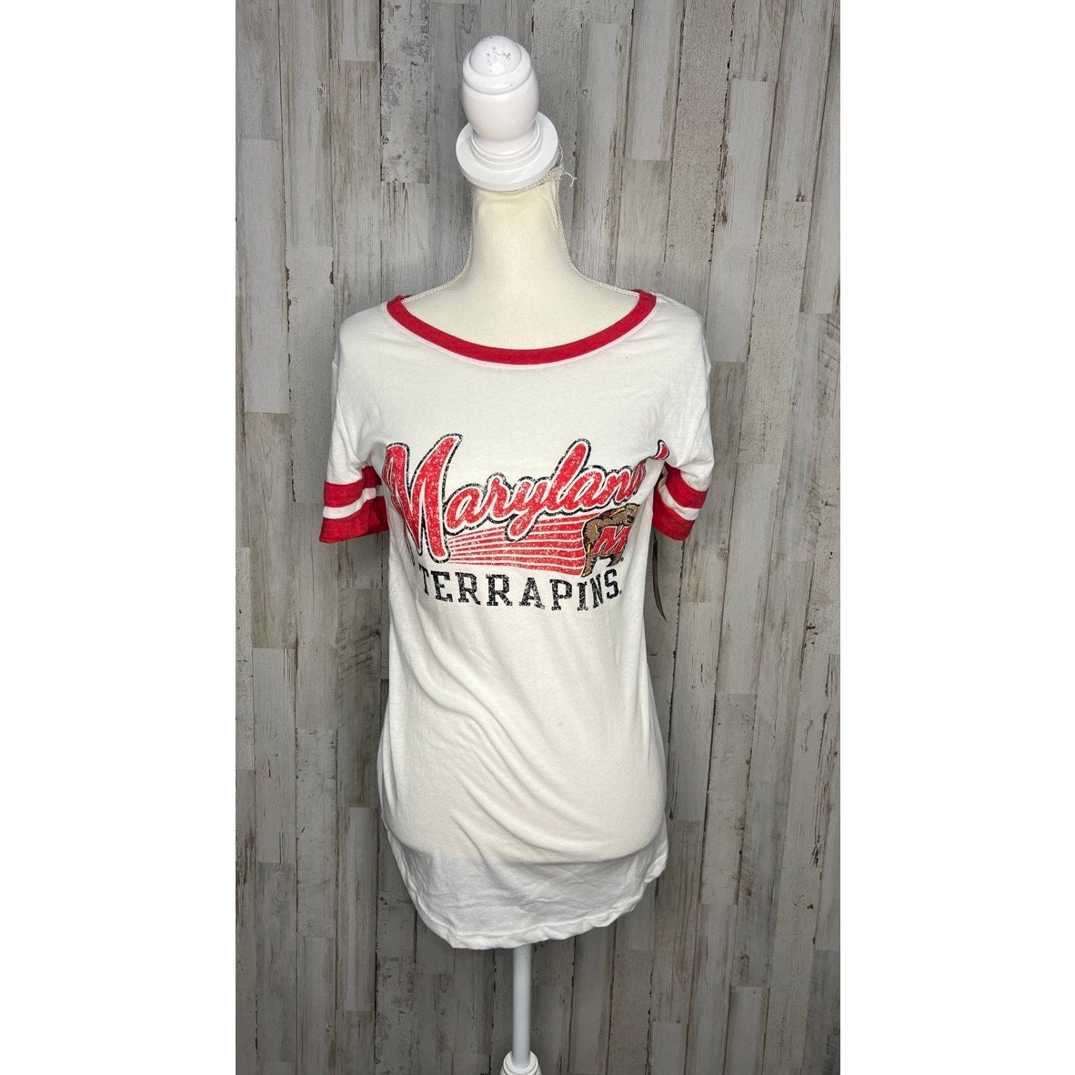 NWT NCAA Women's Size Small Maryland Terrapins White Short Sleeve T-Shirt