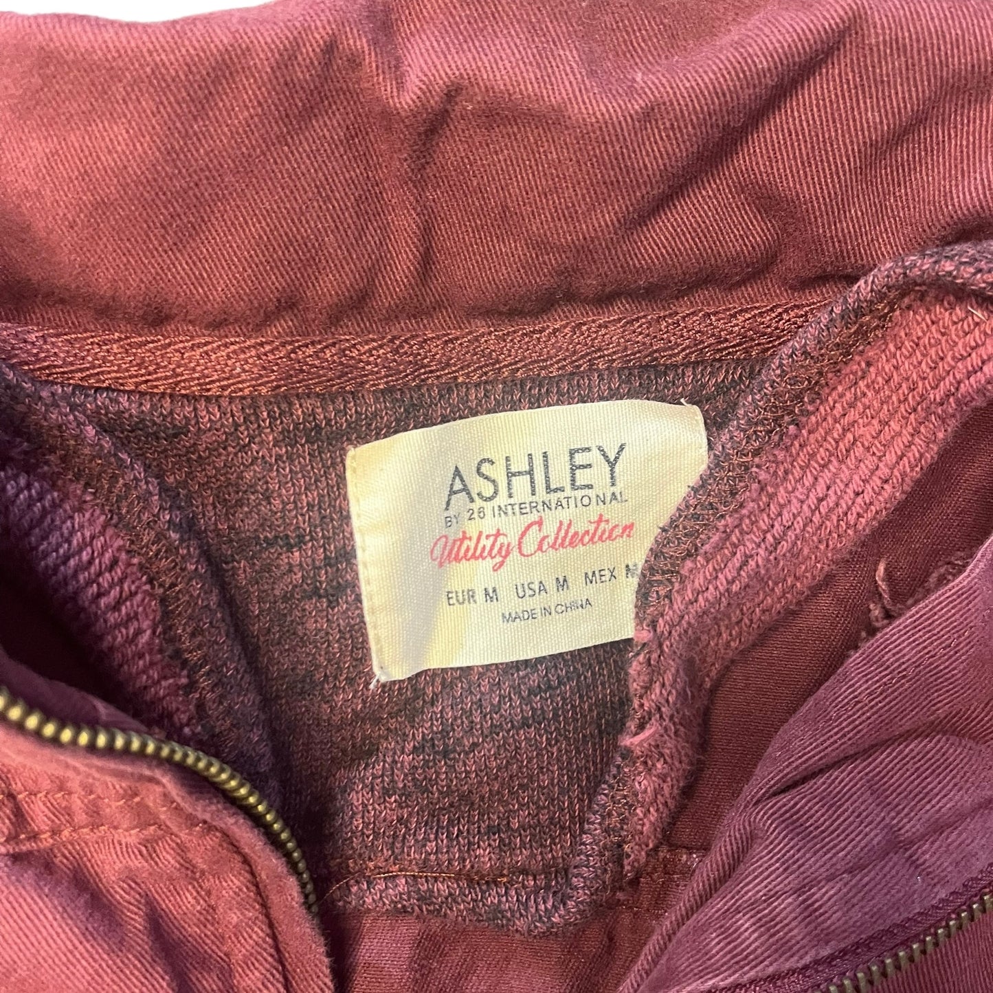 Ashley by 26 International Women's Medium Red Utility Full Zip Drawstring Jacket