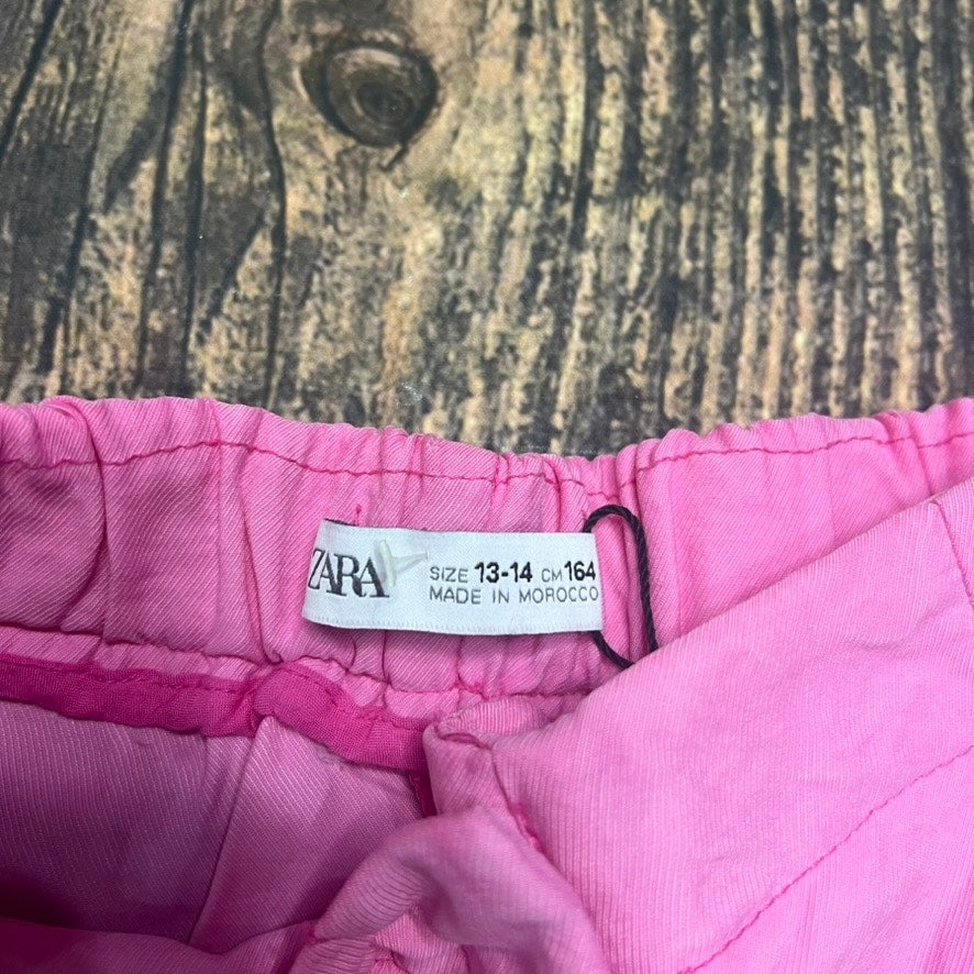 NWT Zara Kid's Pink High Waist Wide Leg Trousers Size 13-14 Casual