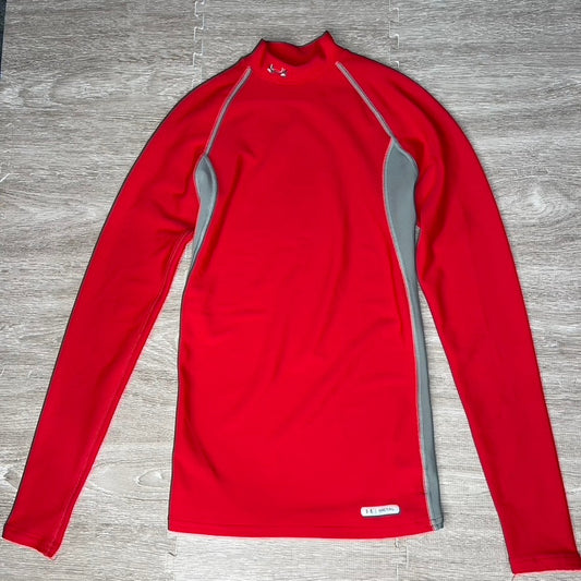 Under Armour Men's Red Mock Neck Compression Shirt Size Medium Long Sleeve