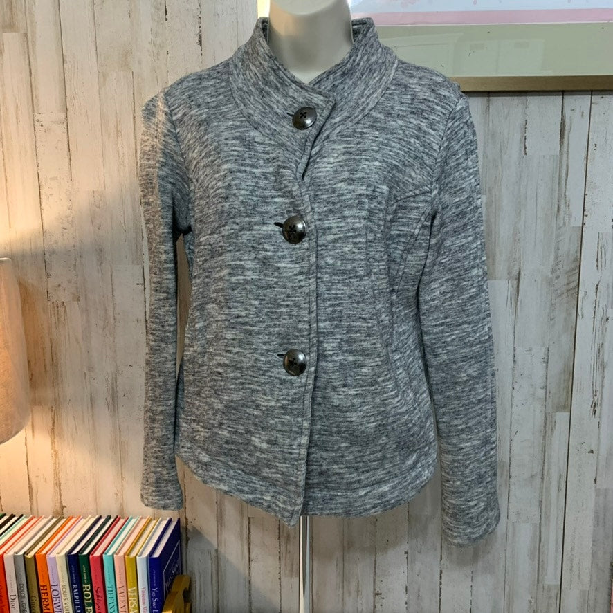CAbi Jacket Womens Size S Gray Cropped 3-Button Blazer