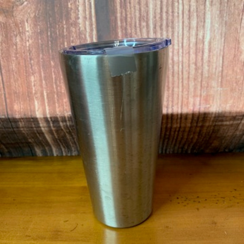 Starbucks Tumbler Silver Siren Logo 16 oz w/ Clear Lid