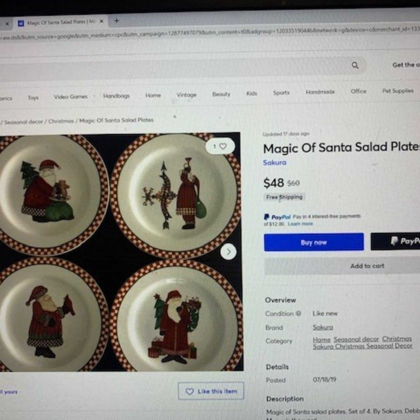 Set 3 Magic of Santa Salad Dessert Plates