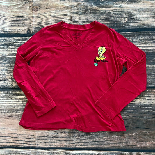 Vintage Warner Bros Women's XL Tweety Bird Red Long Sleeve Graphic T-Shirt