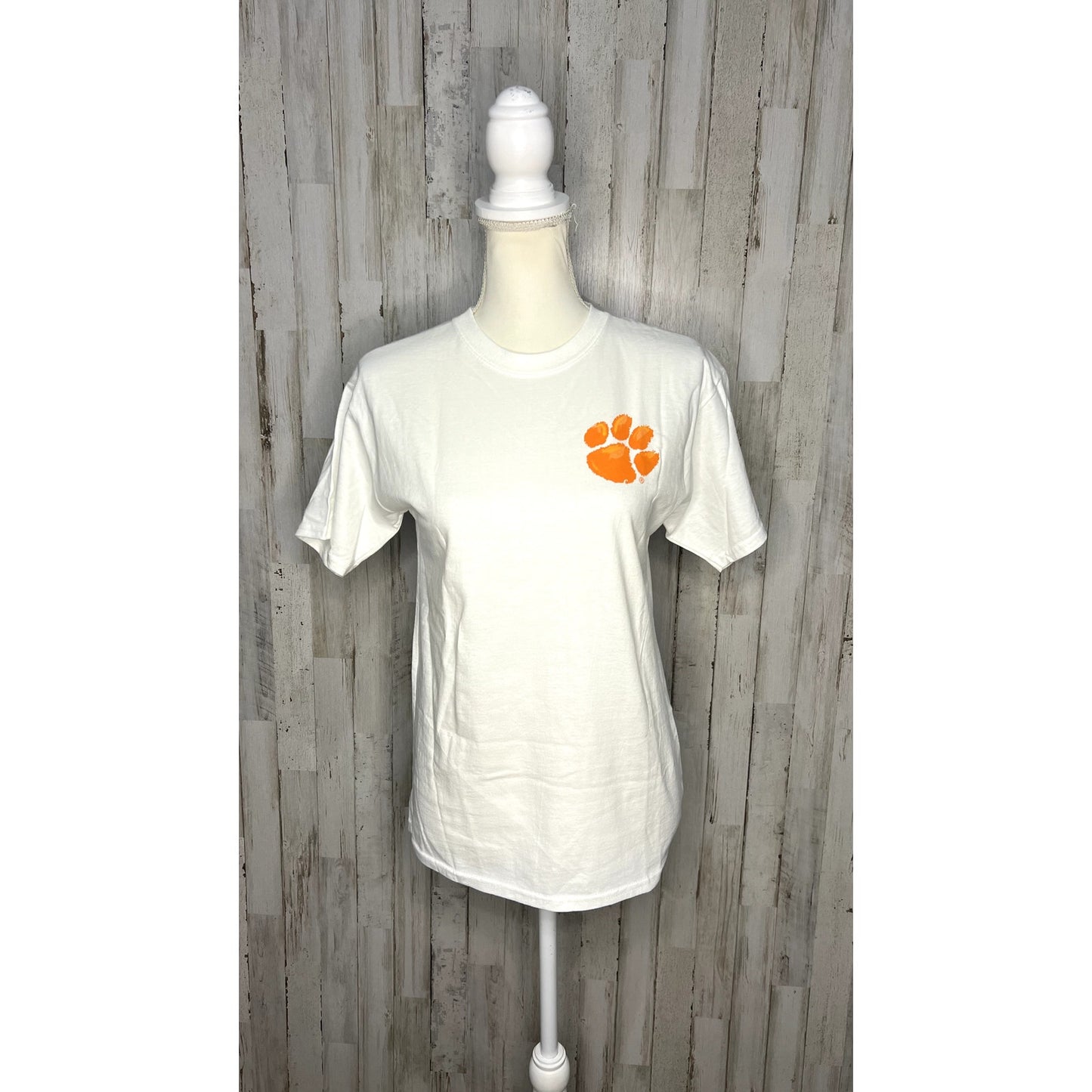 Clemson Tigers NCAA White Graphic Paw Print Short Sleeve T-Shirt - Youth Medium