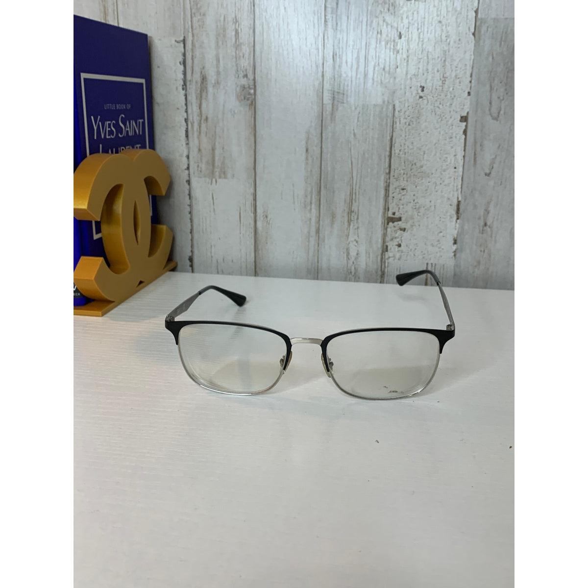 Ray-Ban Prescription Eyeglass Frames Unisex M Black/Silver Rectangle Full Rim 54-18-145