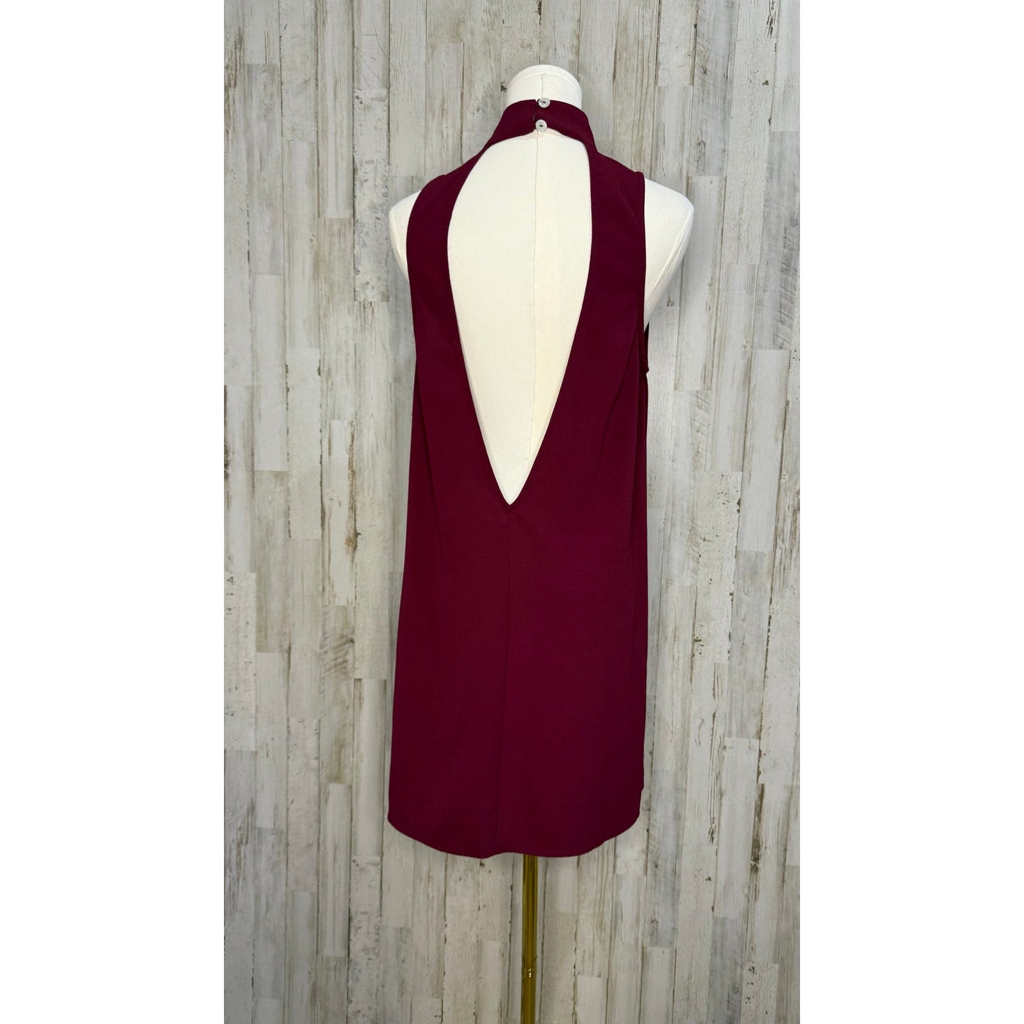 Show Me Your MuMu Women's Choker Shift Dress Burgundy Size Small Casual