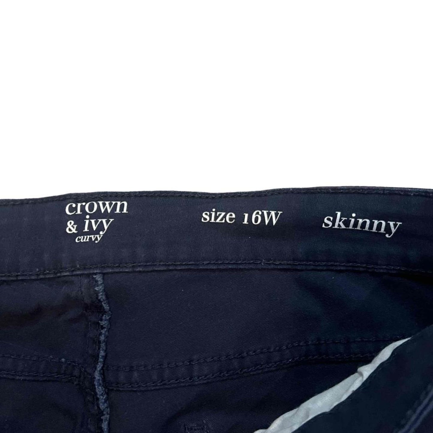 Crown & Ivy Women's Plus Size 16W Navy Comfort Stretch Skinny Curvy Denim Jeans