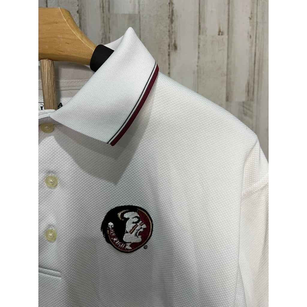 PGA Tour Men's Large White Florida State Seminoles Polo Shirt Casual