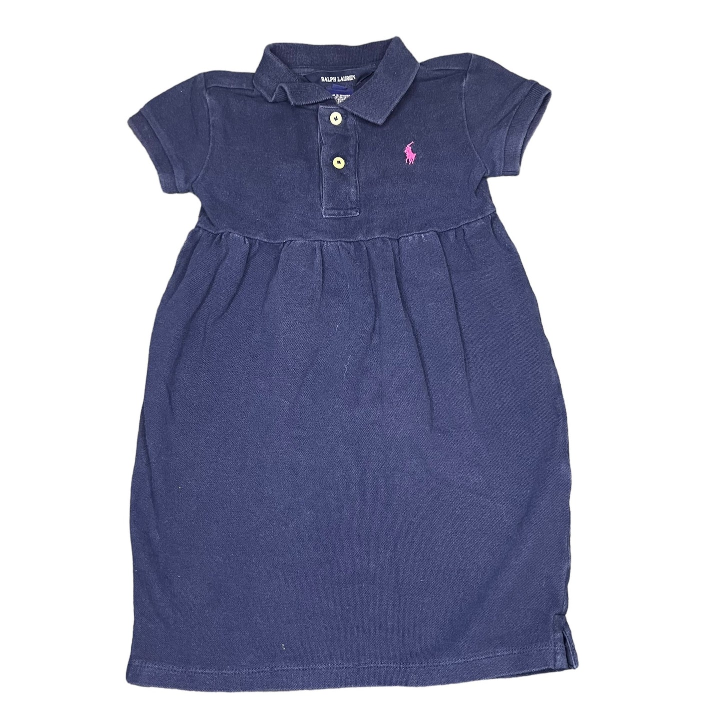 Polo Ralph Lauren Girls Size4 Navy Blue Short Sleeve Knee Length Polo Dress