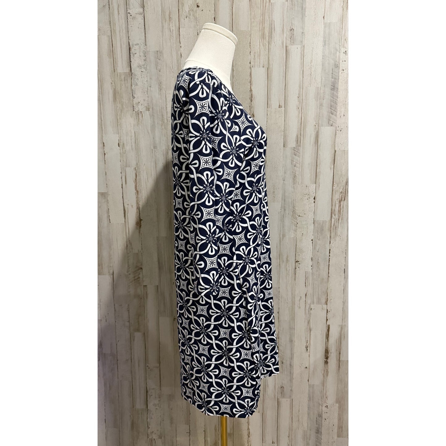 Lulu-B Women's Geometric Print Knee-Length Dress 3/4 Sleeve Size Medium