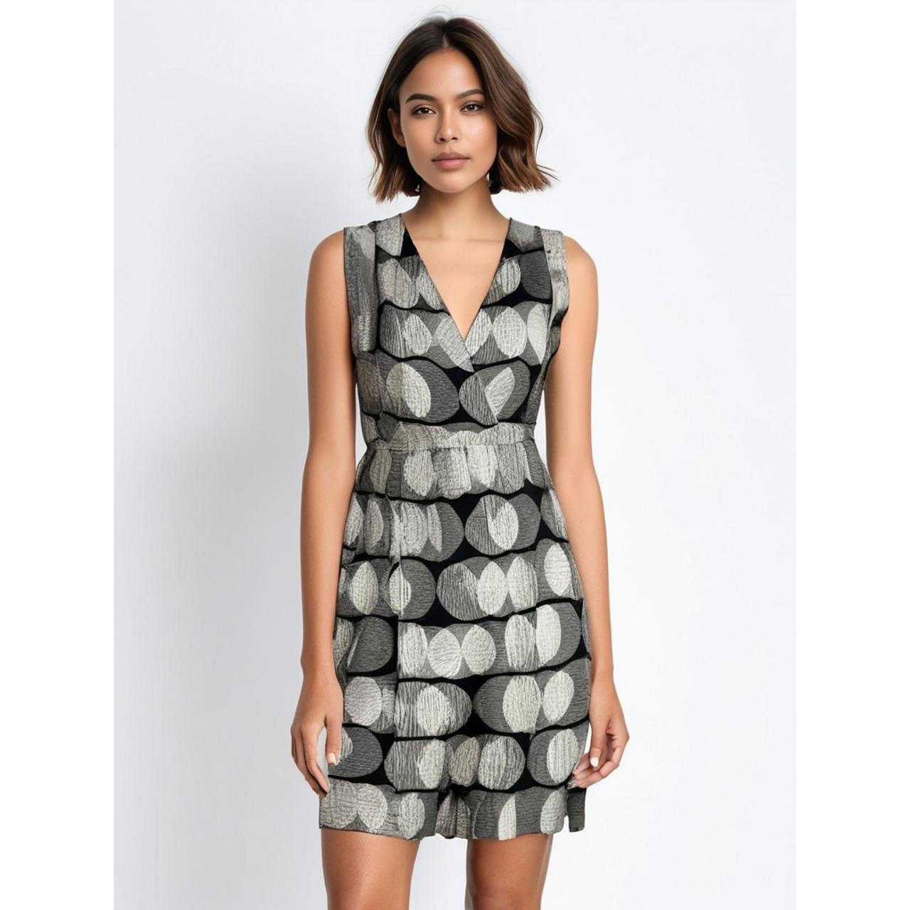 Banana Republic Women's XS Black & White Circular Knee Length Dress