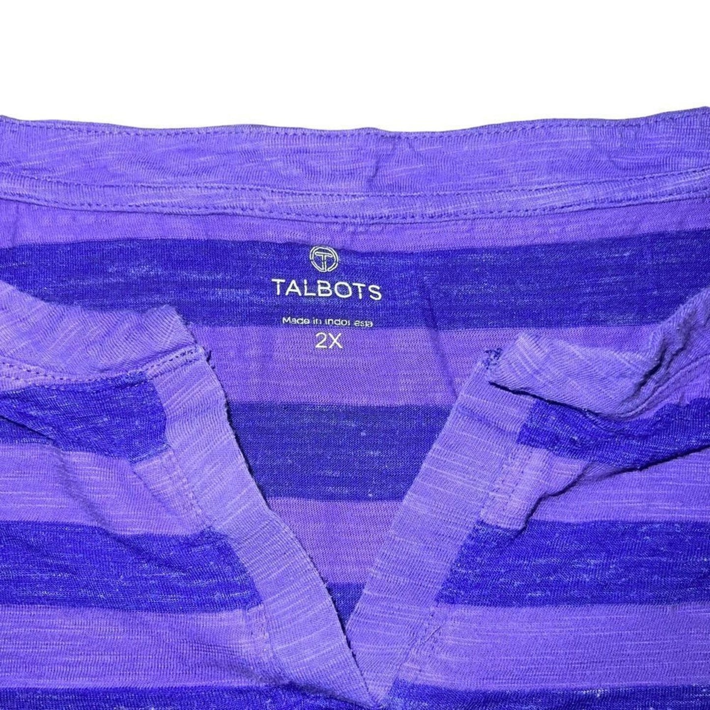 Talbots Purple Striped Quarter Sleeve Size 2X