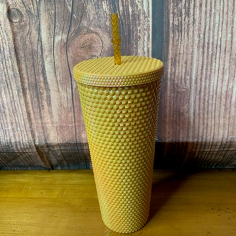 Starbucks Yellow Studded Cold Cup Tumbler 24 oz w/ Lid