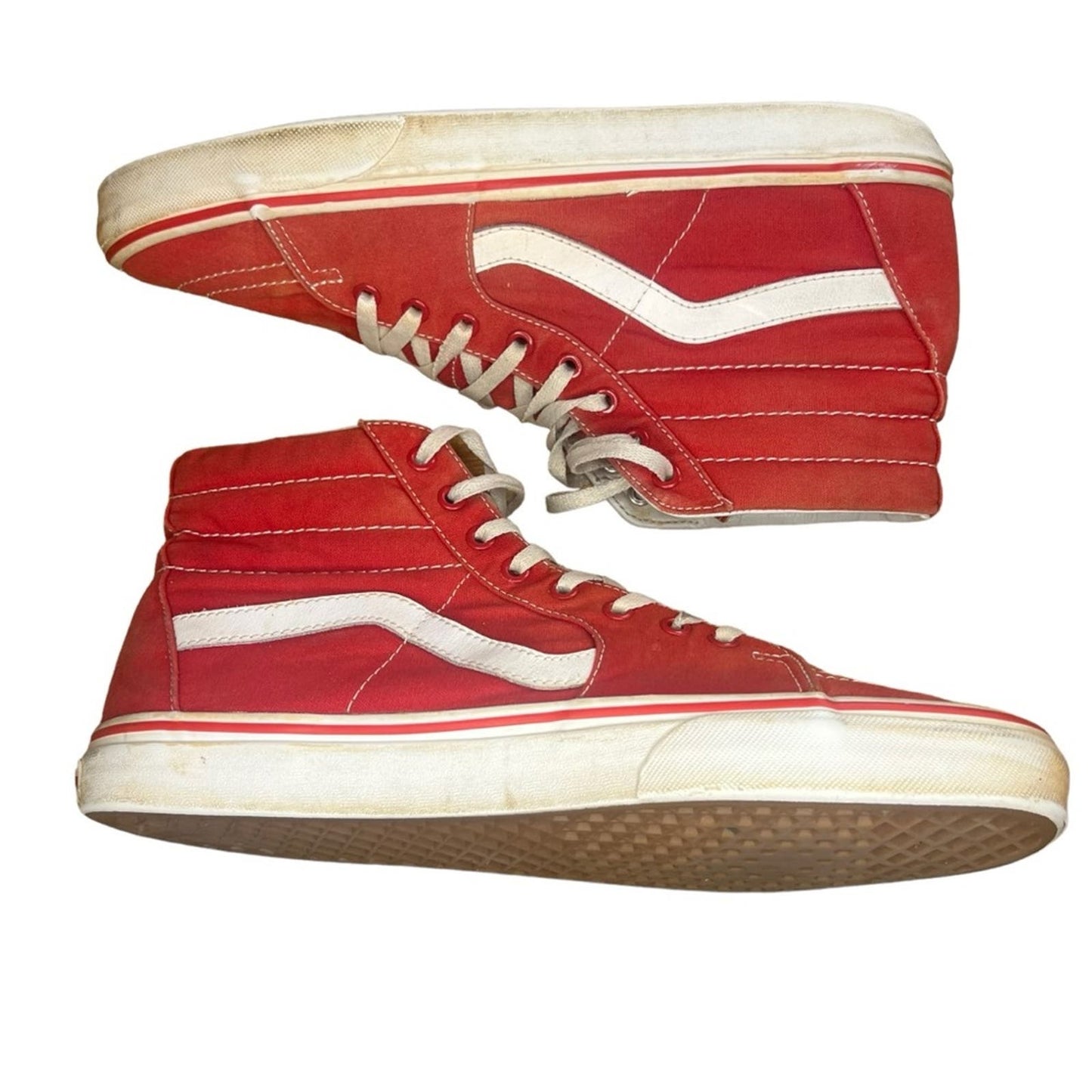 Vans Sk8-Hi Red Canvas Suede High Top Skateboard Sneakers Men's Size 12