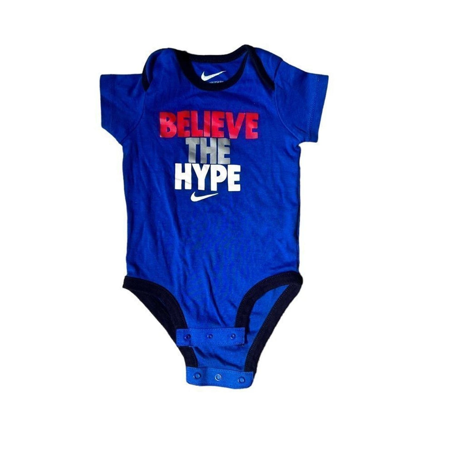 NIKE “Believe the Hype” Baby 6/9M Blue Onesie