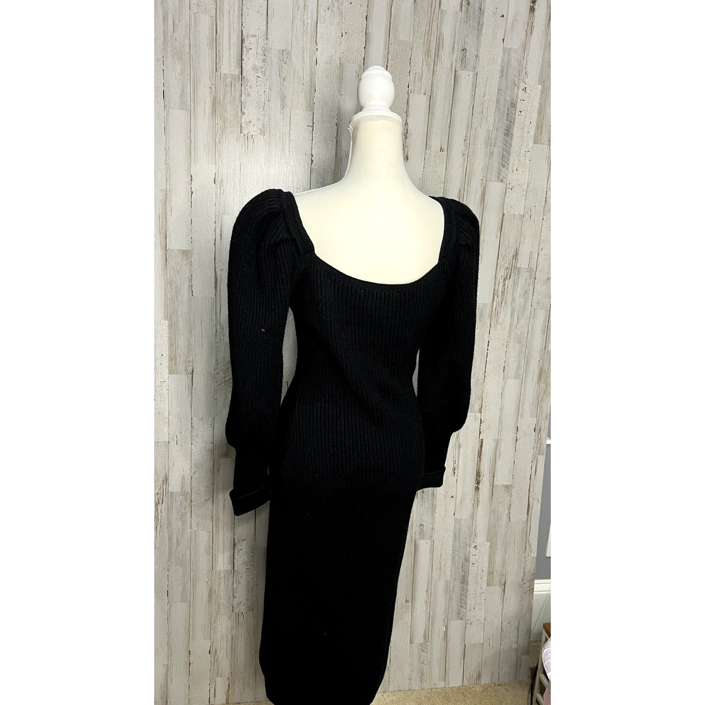 ASTR The Label Women's Black Ribbed Knit Bodycon Midi Dress Size Medium