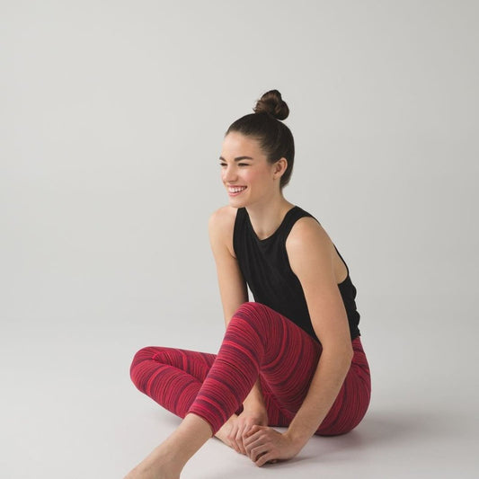 Lululemon Wunder Under Hi-Rise Crop Red Cyber Stripe Leggings Women’s Size 6