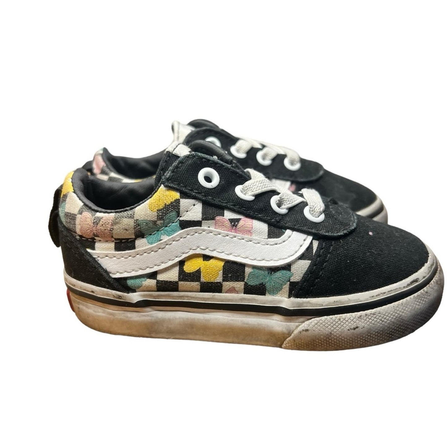 Vans Authentic Ward Slion-On Butterfly Checkerboard Sneakers Toddler Size 6.0