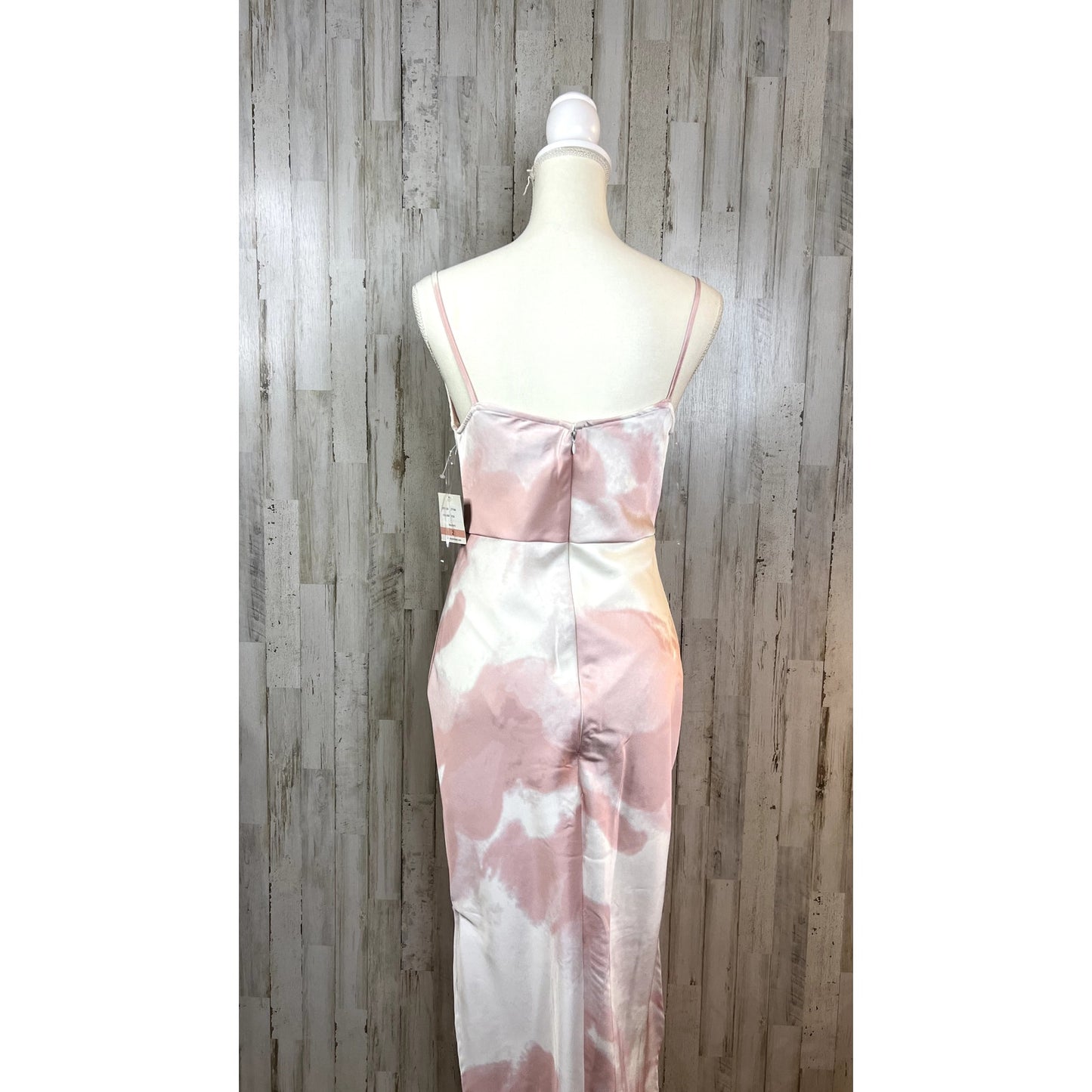 Taylor Women's Size 2 Pink/White Tie Dye Cowl Neck Printed Satin Slip Dress