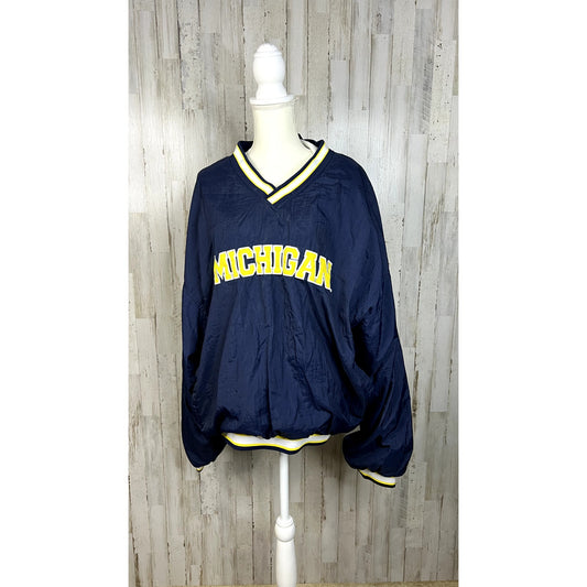 Vintage Michigan Wolverines Starter Pullover Windbreaker Jacket Blue Men’s XXL