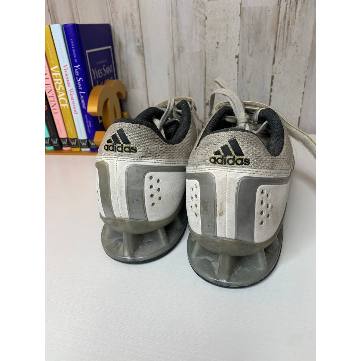 Adidas Adipower Weightlifting Shoes Mens 11.5 White Black Lifting Shoe Strap Gym