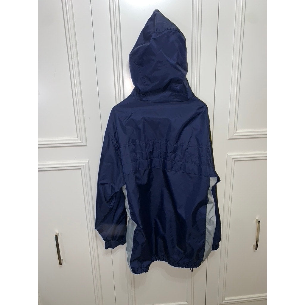Vintage No Boundaries Unisex Windbreaker Jacket Navy Yellow Large Hooded Zip
