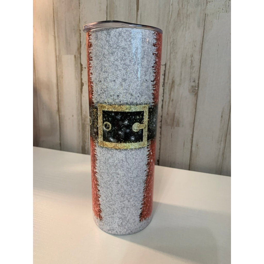 Santa Suit Glitter Skinny Insulated Tumbler Travel Cup 19oz