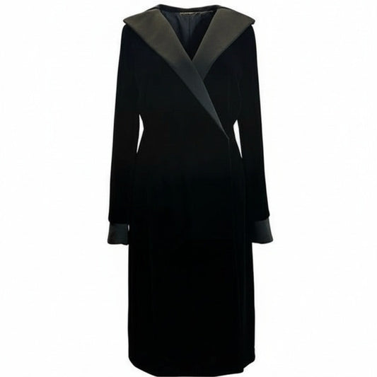 Abe Schrader Coat Womens Size 4 Black Long Wrap Overcoat Velvet Shawl