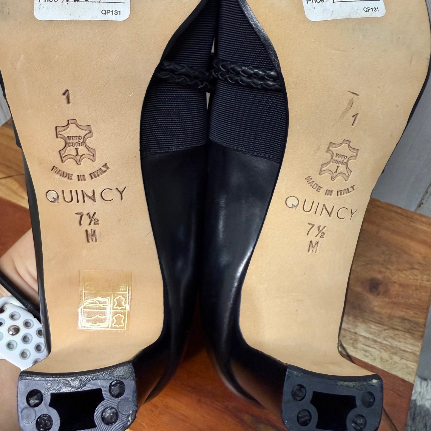 NWT Brighton Women's Quincy Block Heels Black Size 7.5 Braided Detail