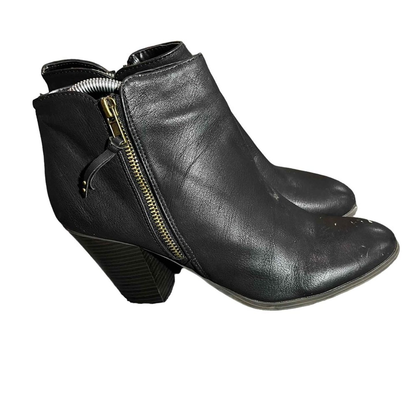 Charlotte Russe Women's Ankle Booties Black Side Zip Block Heel Size 9