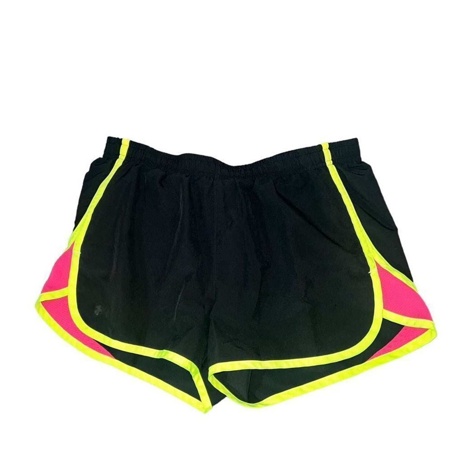 Under Armour Women's Medium Black, Yellow, and Pink Medium Running Shorts