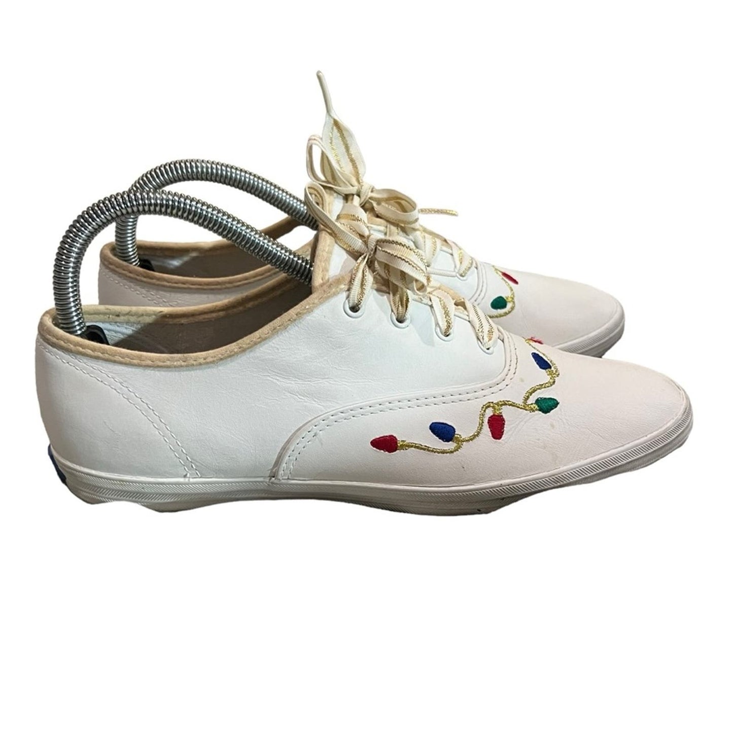 Keds Coaster’s Christmas sneakers, Gold Shoe Laces - Women's Size 8